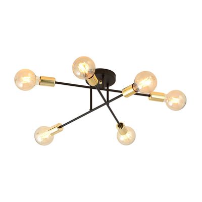 Plafoniera VEKEN E27 Negru + auriu 1175_6B, Emibig