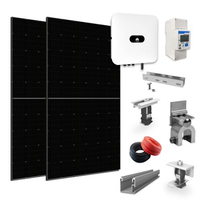 Kit sistem 5 kW monofazic fotovoltaic On Grid/ Off Grid, invertor, contor, 12 buc x panouri solare 