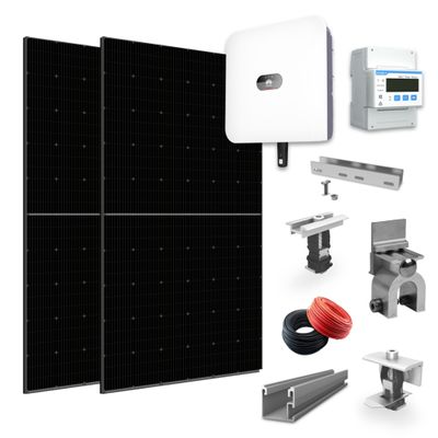 Kit sistem 5 kW trifazat fotovoltaic On Grid/ Off Grid, invertor, contor, 12 buc x panouri solare 