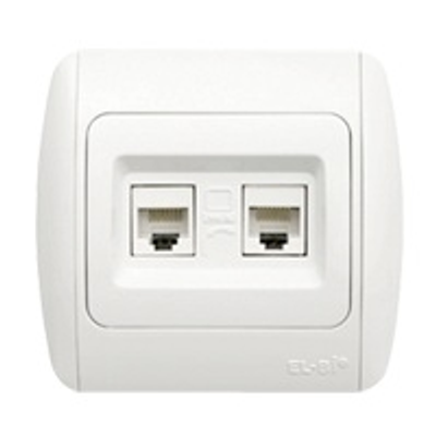 Priză UTP 2xRJ45 Cat6E ST Alb Zirve, Alb