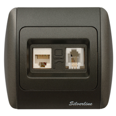 Zirve Priza UTP 1xRJ45 Cat6E Euro ST Fume