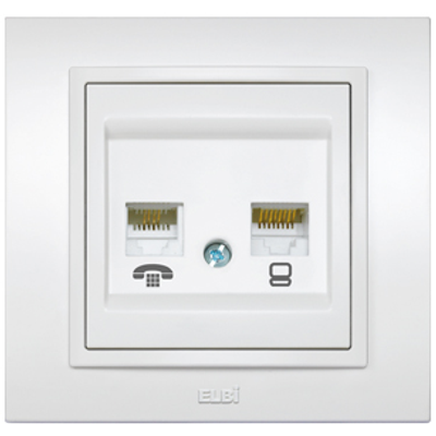 Zena Alb Priza 1xUTP Cat6E Telefon Euro ST