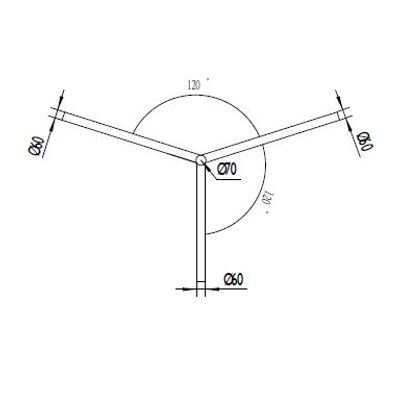 Brat Triplu Curbat 120° 1m