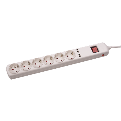 Prelungitor 3m 6P Protectie 2xUSB 3x1.5
