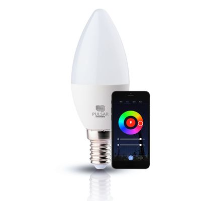 Bec Smart LED Lumânare 6W E14 RGB TUYA Wifi+Bluetooth, compatibil iOS și Android