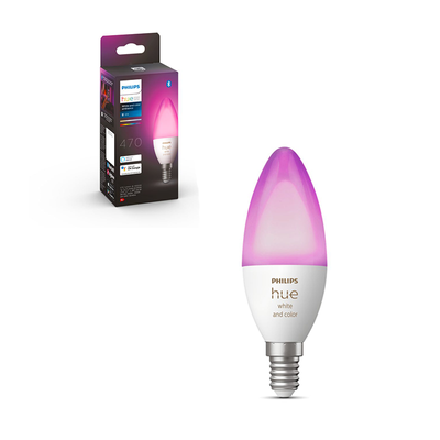 Bec LED lumânare B39 5.3W E14 RGB, Philips