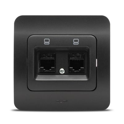Priză UTP 2XRJ45 negru mat Jazz, Elbi