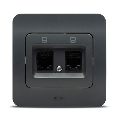 Priză UTP 2XRJ45 antracit Jazz, Elbi