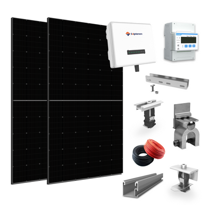 Kit sistem 5 kW trifazat fotovoltaic On Grid/ Off Grid, invertor Solplanet, contor, 12 buc x panouri solare 