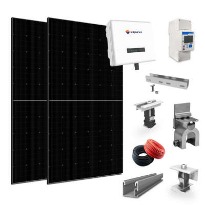 Kit sistem 3 kW monofazic fotovoltaic On Grid/ Off Grid, invertor Solplanet, contor, 8 buc x panouri solare