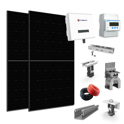Kit sistem 3 kW trifazat fotovoltaic On Grid/ Off Grid, invertor Solplanet, contor, 8 buc x panouri solare