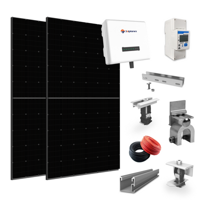 Kit sistem 5 kW monofazic fotovoltaic On Grid/ Off Grid, invertor Solplanet, contor, 12 buc x panouri solare 