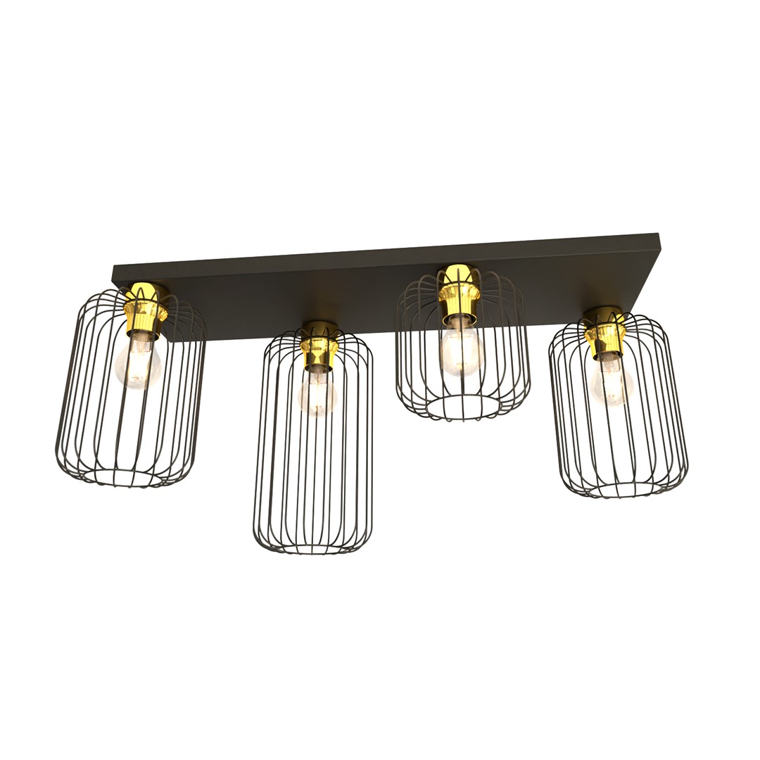 Plafoniera BARN E27 Negru + auriu…