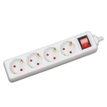 Prelungitor 1.5m 4 prize cu întrerupător, alb, Inlet
