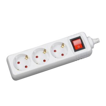 Prelungitor 3m 3 prize cu întrerupător, alb, Inlet