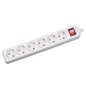 Prelungitor 5m 6 prize cu întrerupător, alb, Inlet
